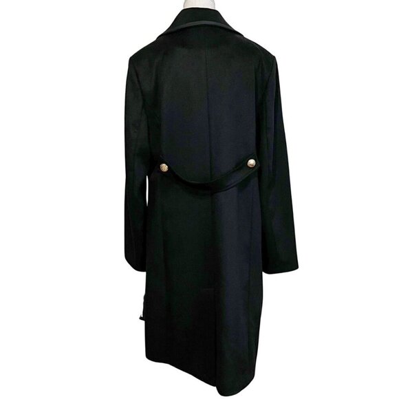 NWT KARL LAGERFELD WOMEN'S BLACK WOOL BLEND GOLDEN CHAIN TRENCH COAT- XL - Picture 3 of 16